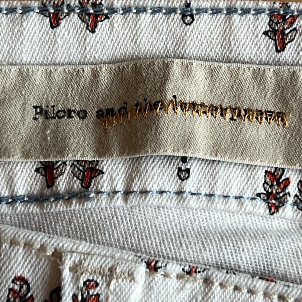 Pilcro Cream Skinny Jeans with Brown Floral Dot Print - Picture 6 of 13
